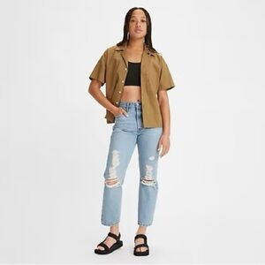 Levi’s 501 Original Cropped Light Wash Straight Leg Denim Jeans Size 28 Women
